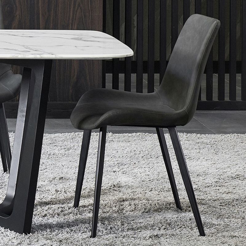 Chaises de salle à manger en cuir contemporain des chaises latérales sans bras solides