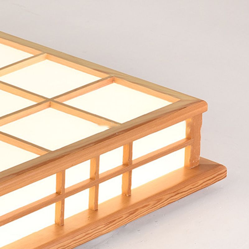 Square Ceiling Light Wooden LED Ceiling Mount Light with Acrylic Shade for Living Room