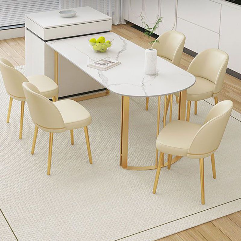 Contemporary Dining Room Dinner Table 4 Legs Stone Dining Table