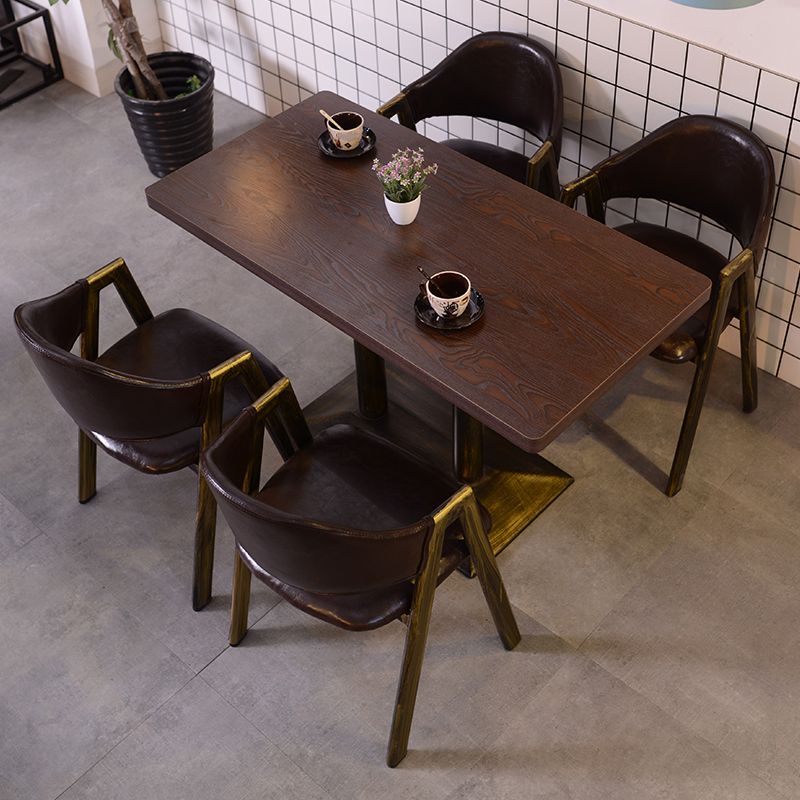 Industrial Wooden Dinner Room Kitchen Table Brown Table with Metal Base for Dining Room