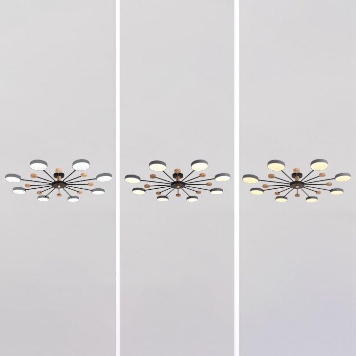 Multi Lights Metal Hanging Ceiling Light Cylindrical Modern Style Chandelier Lamp