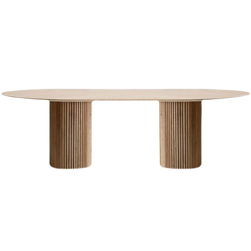 Pine Solid Wood Table Simplicity Dining Table Oval for Kitchen Home with Double Pedestal