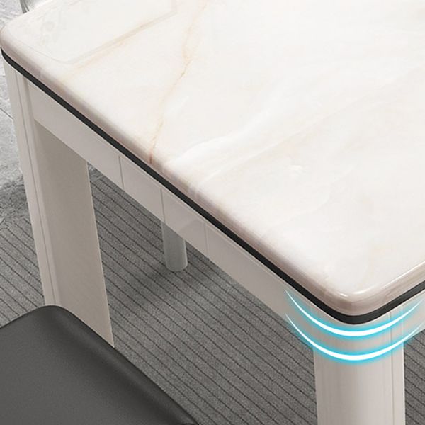 Mid-Century Home Marble Dining Table Rectangle Shape Table with 4 Legs Base
