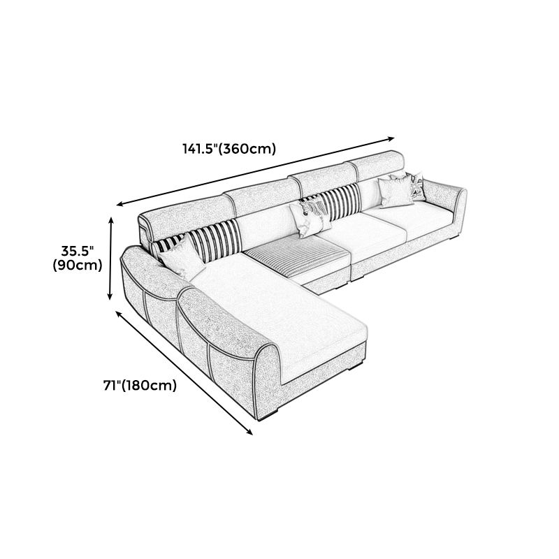Modern Square Arm Sofa with Sewn Pillow Back for Apartment and Living Room