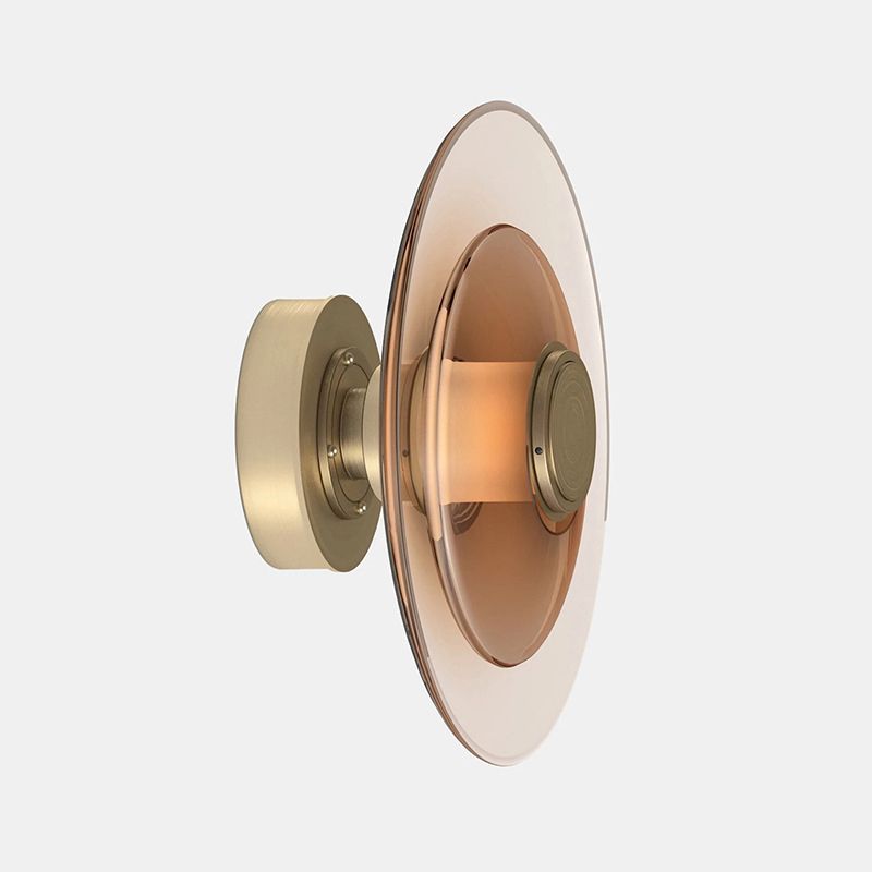 Minimalist 1 - Light LED Wall Mount Round Iron and Glass Wall Sconce in Gold / Black