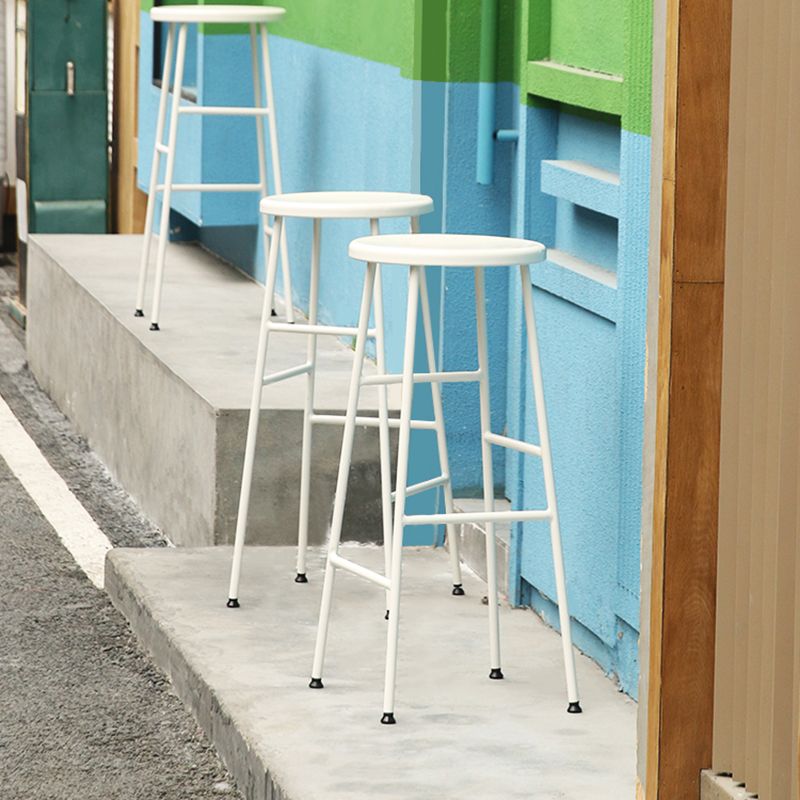 Industrial Iron Backless Barstool Simple Indoor Tall Stool with Square Seat 1 Piece