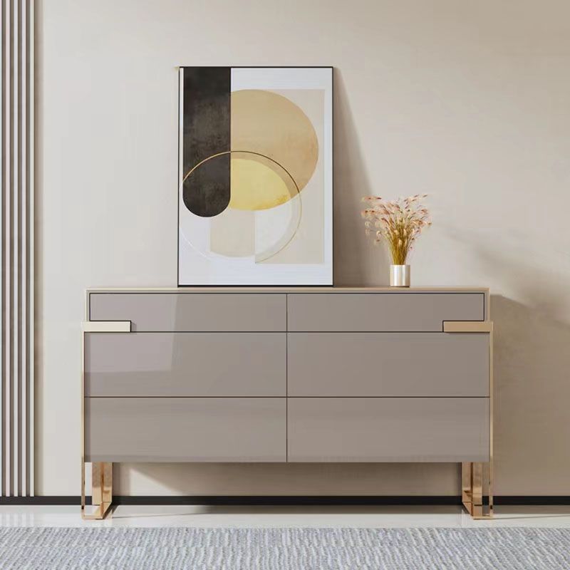 Modern Storage Double Dresser White/Gray Wood Dresser Drawers for Home