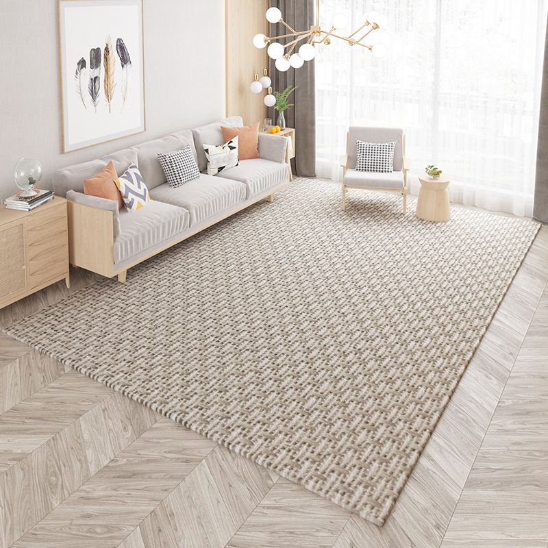 Modern Living Room Area Rug Plaid Pattern Polyester Area Carpet Non-Slip Backing Area Rug