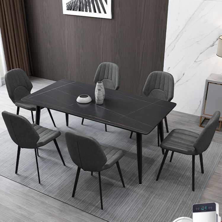 Contemporary Rectangle Dining Table Sintered Stone Dining Table in Black