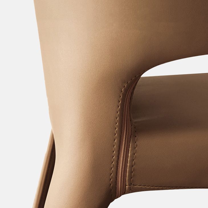 Silla de comedor de cuero moderna con brazo trasero para uso doméstico (juego de 2)