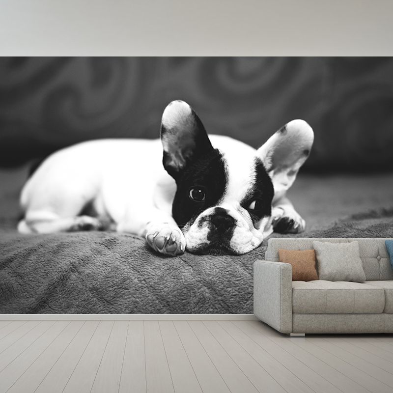 Lovely Dog Mural Wallpaper Water-Resistant Wall Covering for Accent Wall