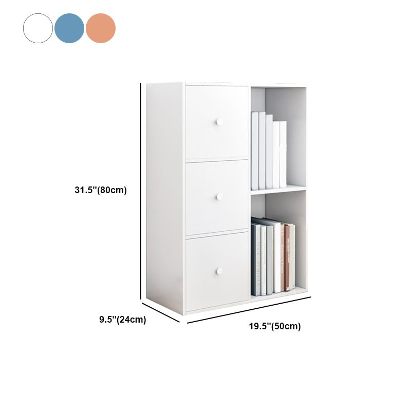 Floor Modern Book Shlef with Doors Closed Back 9.45" W Wooden Shelf for Living Room