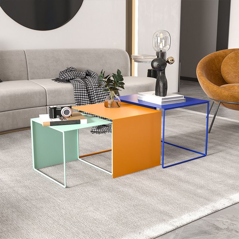 Mid-Century Modern Frame Metal Rectangular Single Coffee Table