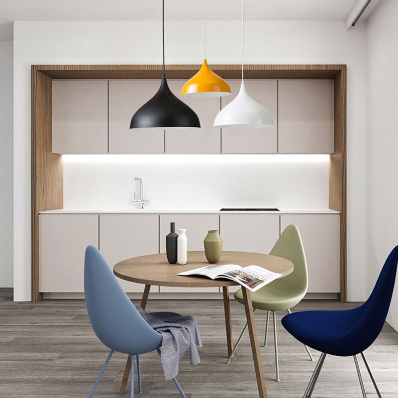 Macaron Teardrop Shade Hanging Light, Nordic Metal 1-Light Pendant Lighting for Living Room