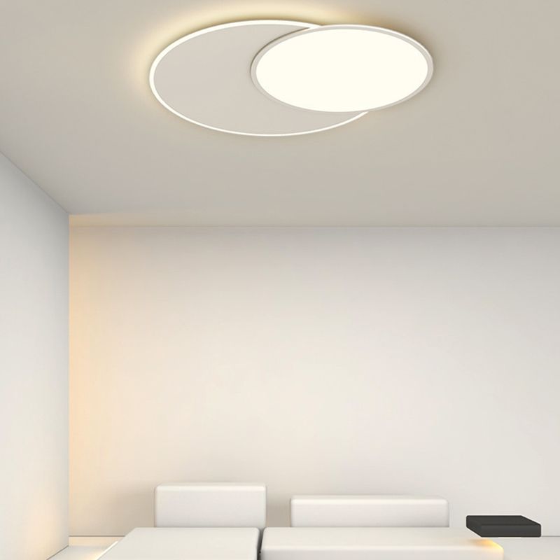 2-Light White Flush Mount Lighting Unique LED Ceiling Light for Bedroom