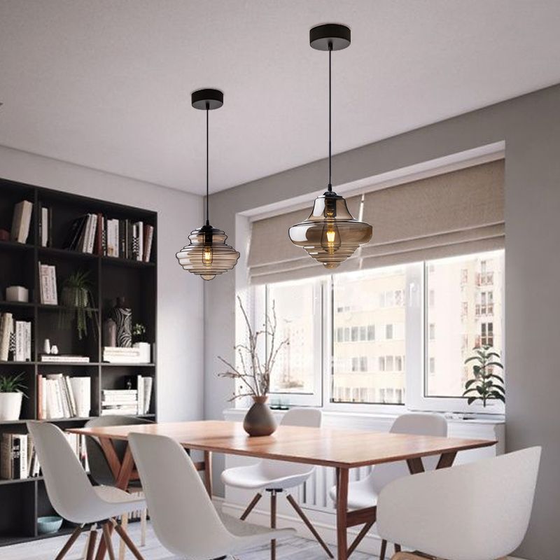 Pendant Modern Glass Spool Pendant Lighting for Dining Room Table