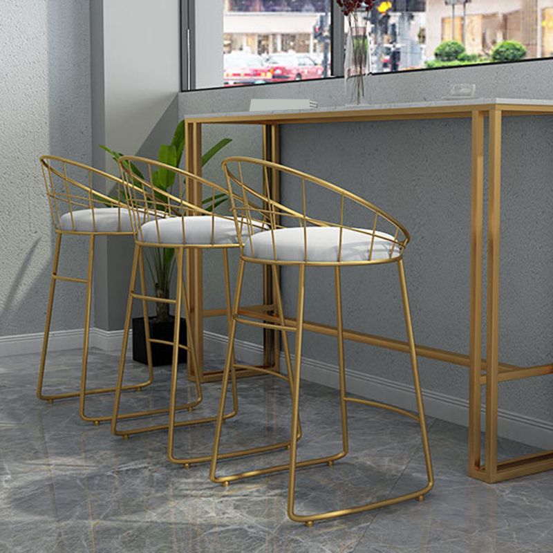 Contemporary Backrest Bar Stools Metal Barstool with Gold Footrest