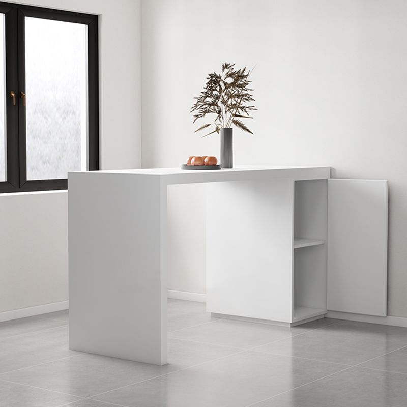 Modern Sintered Stone Top Rectangle White Bar Dining Table with Storage