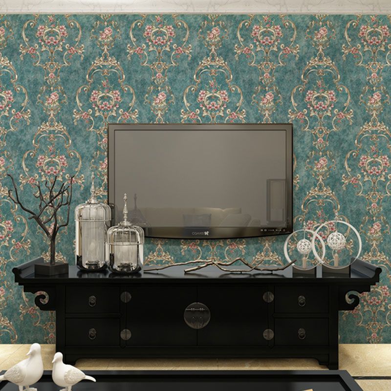 Neutral Color Blossoming Flower Wallpaper Water-Resistant Wall Covering for Guest Room