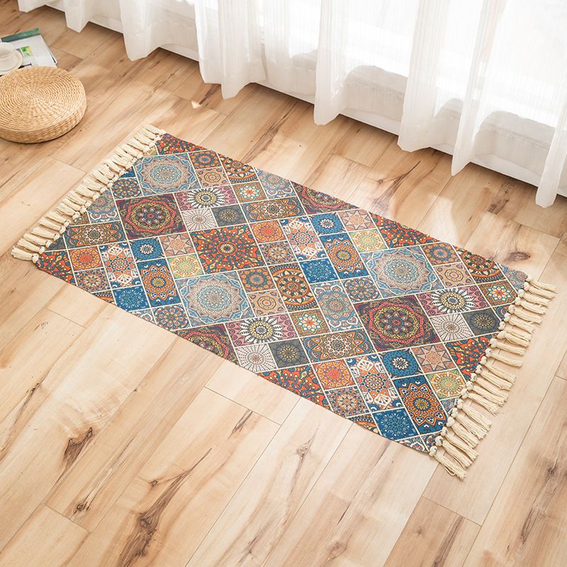 Levendige planten gebreide vloerkleed multi -gekleurde modern tapijt synthetisch huisdiervriendelijk tapijt voor logeerkamer