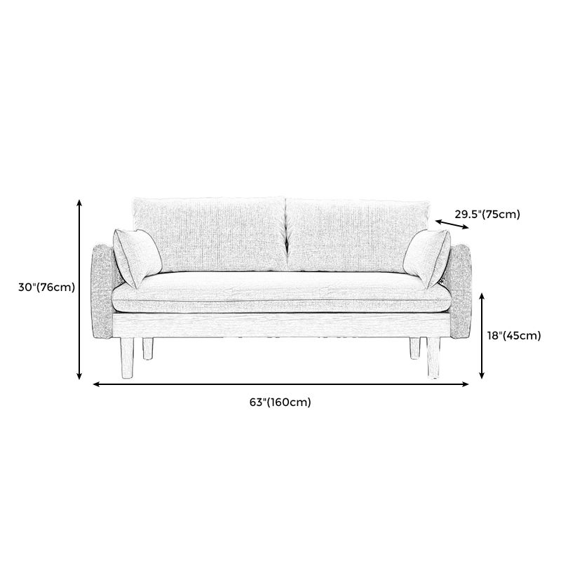 Stoff grau 3-Sitz-Quadratarmsofa Nordic mit 2 Kissen Liebeseat