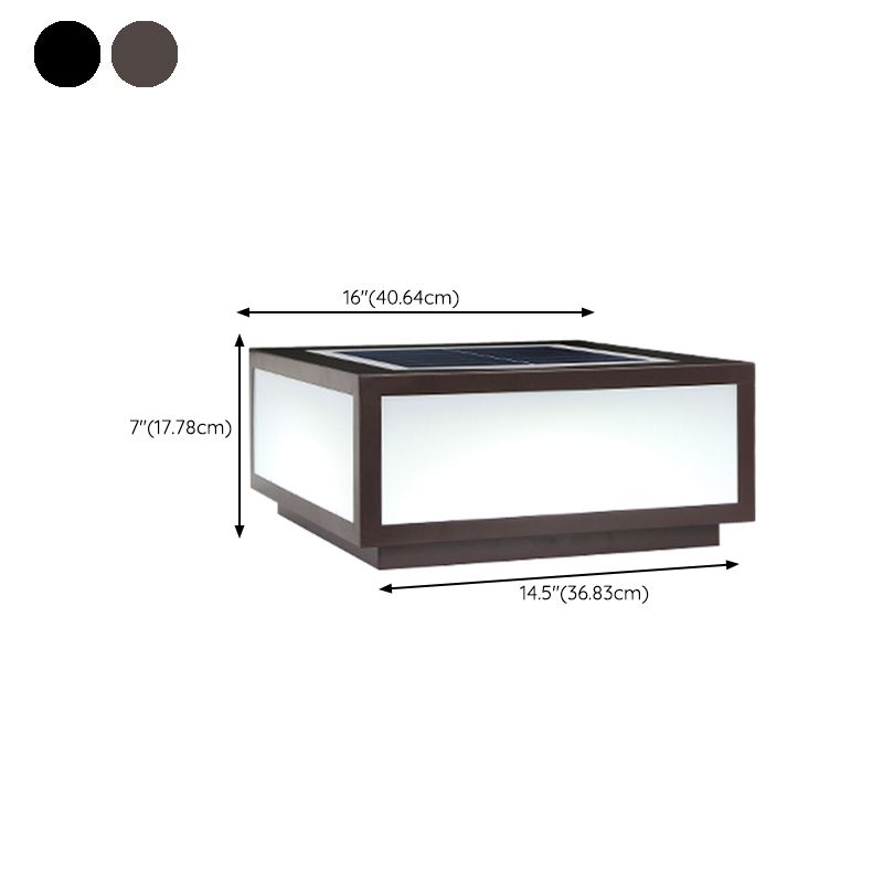 Rectangle Shape Metal Outdoor Light Modern Style 1 Light Solar Pillar Light in Black