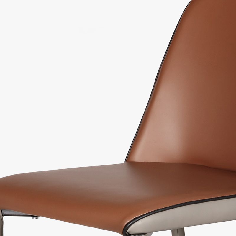 Modern Upholstered Low Back Faux Leather Bar Stools with Metal Base