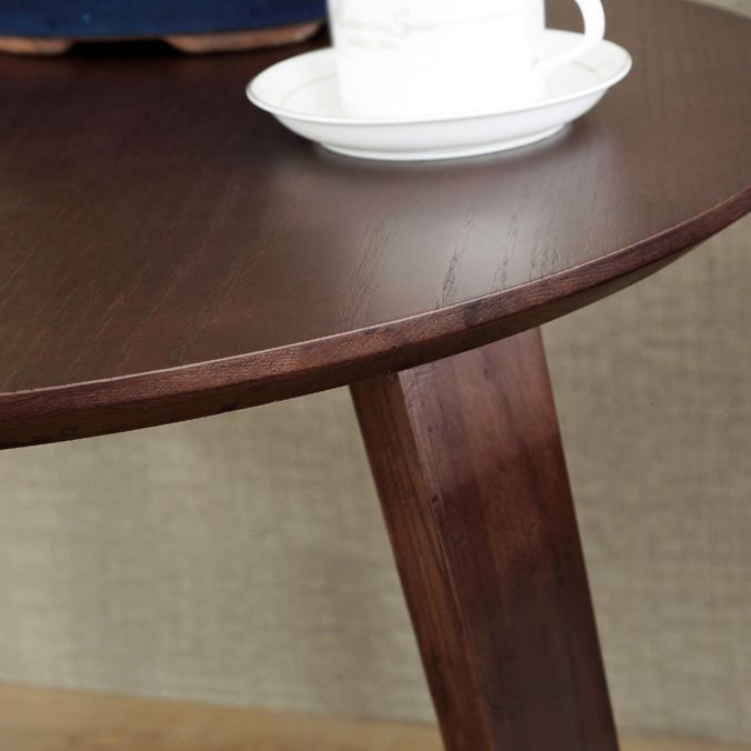 Round Casual Dining Table Wood Color Fixed Table with Ashwood Solid Wood
