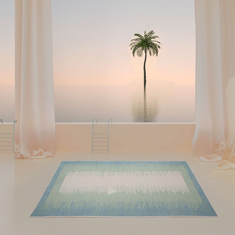 Stylish Blue Area Rug Color Block Polyester Area Carpet Anti-Slip Easy Care Rug for Living Room