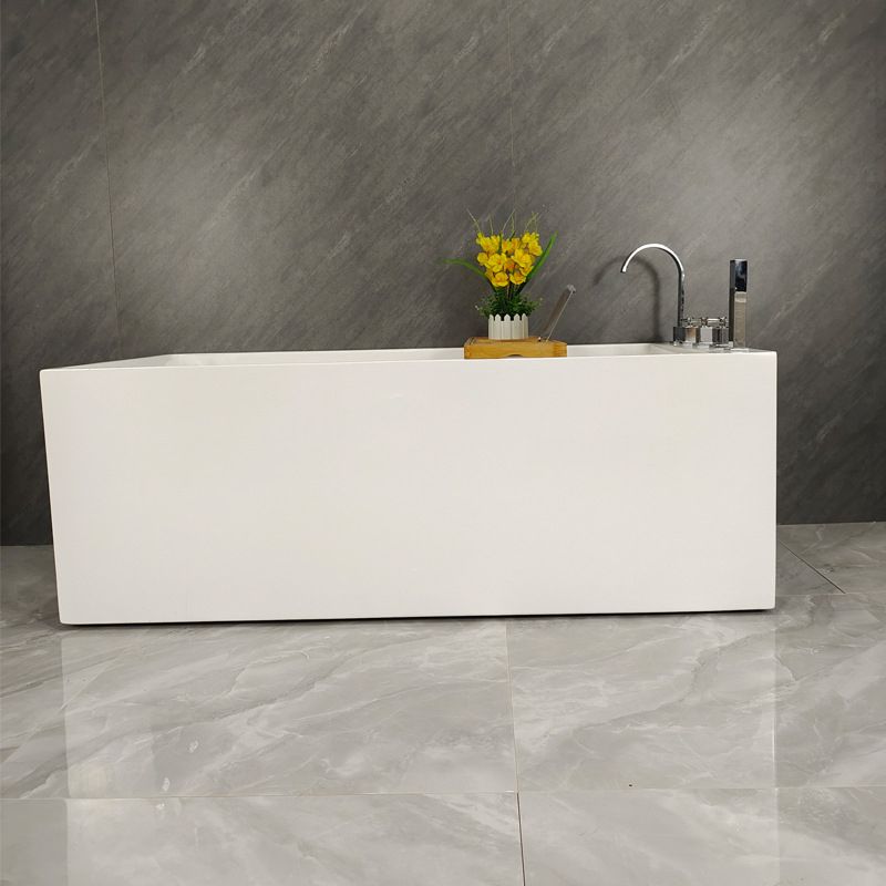 Modern Style Acrylic Rectangular Tub White Bath Tub with Internal Drain