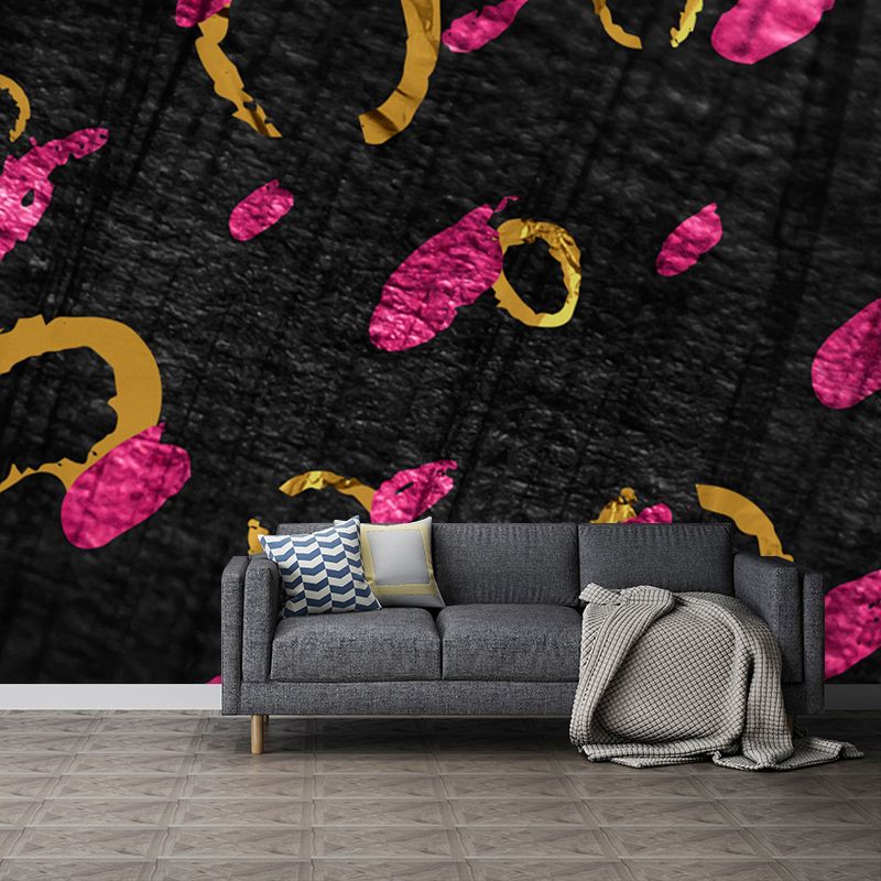 Modern Circles Foil Mural Decal Dark Color Moisture Resistant Wall Decor for Room