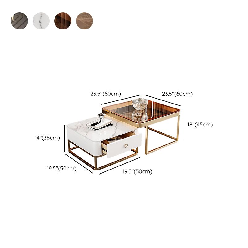 Frame Frame Coffee Table Glam Square Cocktail Table with Drawer