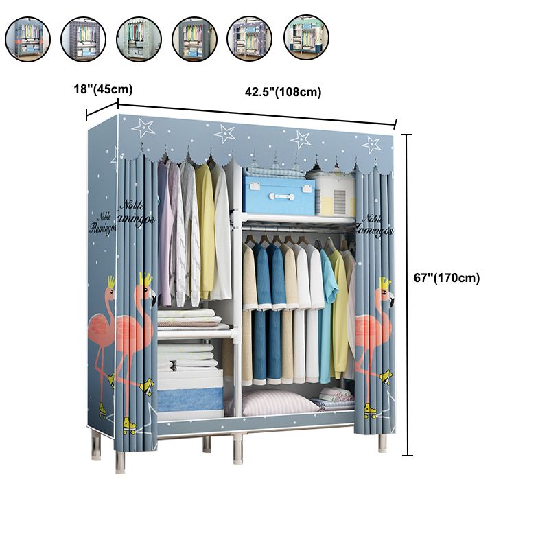 Contemporary Wardrobe Armoire Metal Armoire with Garment Rod for Home