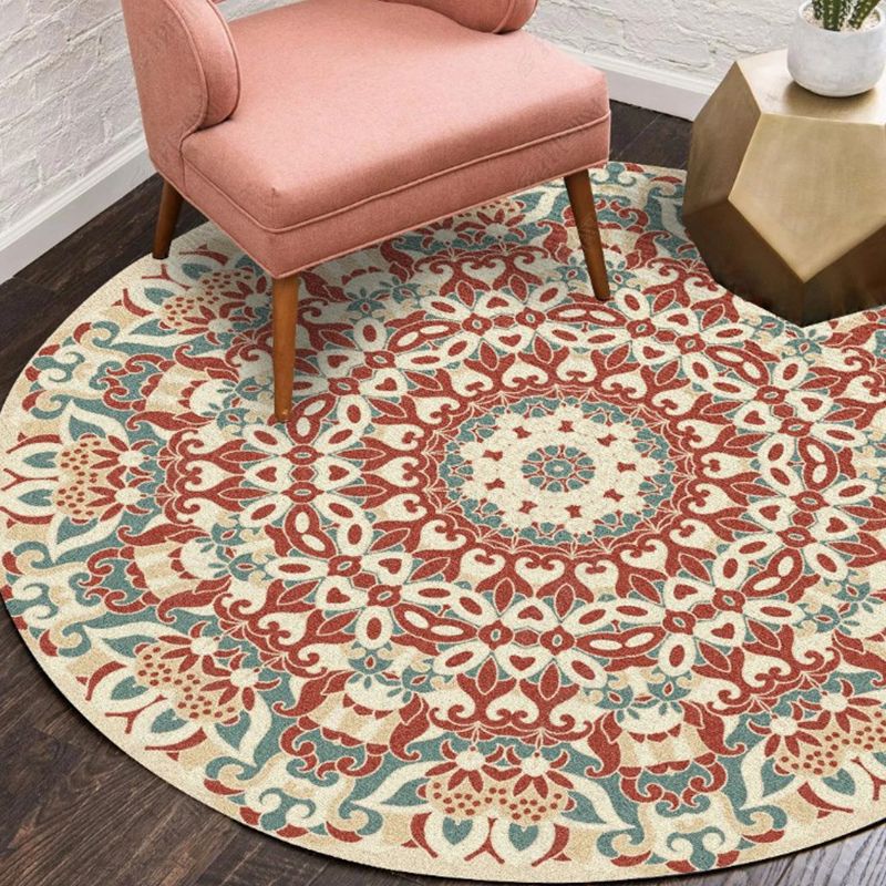 Ethnic Multi Color Floral Rug Synthetics Persian Carpet Anti-Slip Backing Pet Friendly Machine Washable Rug for Great Room