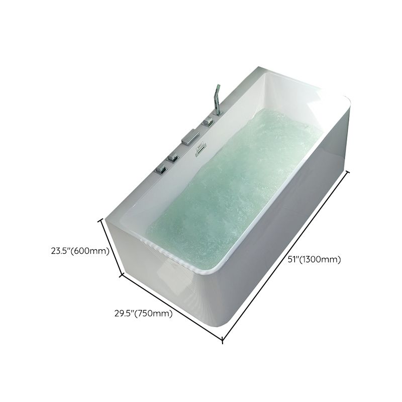 Back to Wall Rectangular Bath Antique Finish Soaking Modern Bathtub