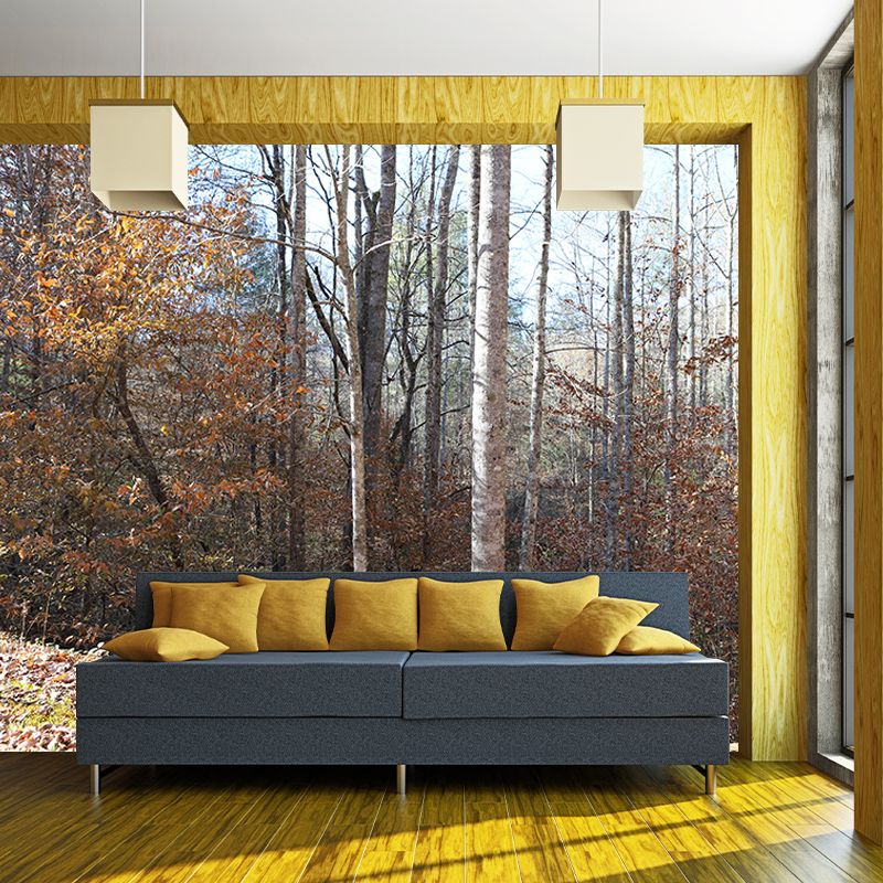 Autumn and Winter Forest Scenery Mural Wallpaper for Home Decor, Moisture Resistant
