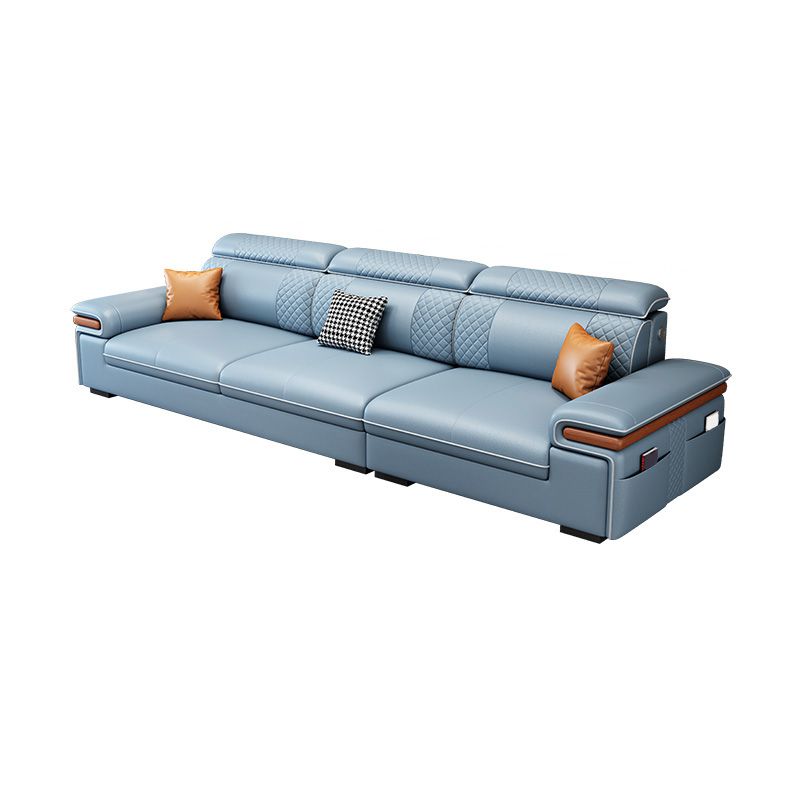Modern Faux Leather Sofa with Pillow Top Arm for Living Room
