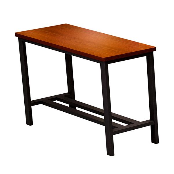Industrial Brown Wood Bar Table Black and Metal Base Bar Table