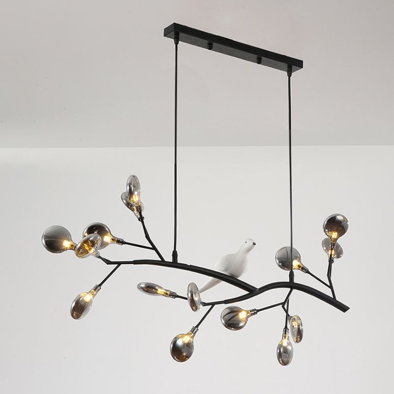Nordic Style Iron Hanging Lamp Branch Shape Island Light Fixture for Bar (Included Bird)