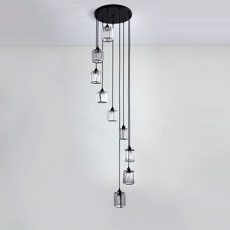 Modern Lumo geometrico di lusso Light Light Trooted in ferro battuto lampada sospesa con tonalità di cristallo