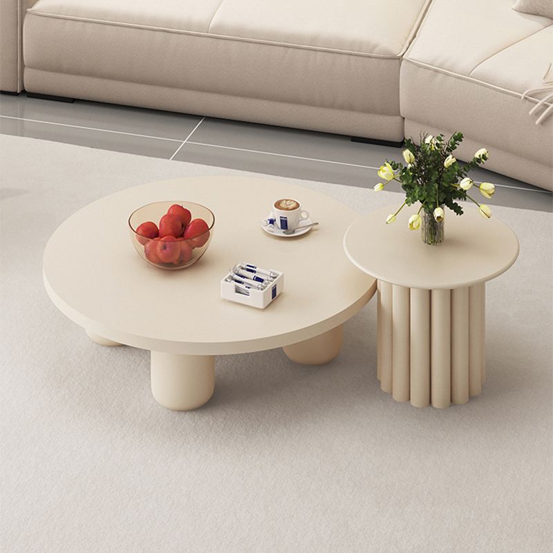 Modern Artificial Wood Coffee or End Table Round Coffee Table in Beige