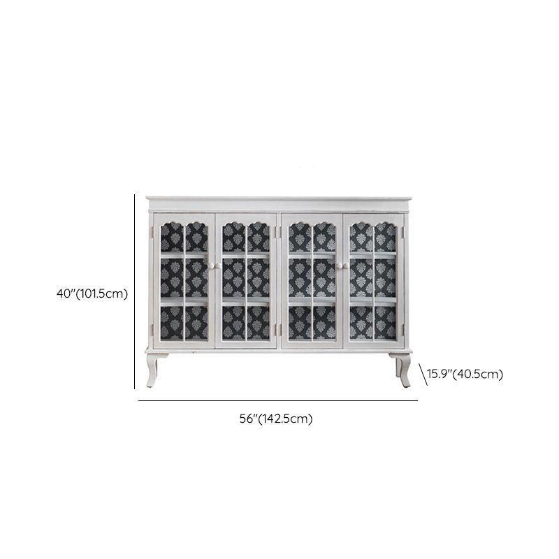 Traditional Pine Curio Cabinet Glass Doors Display Stand with Doors