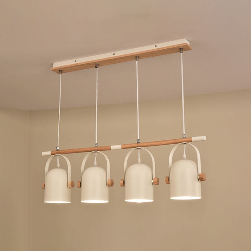 Adjustable Dome Shade Island Lighting Metal Triple Light Nordic Style Ceiling Pendant in White