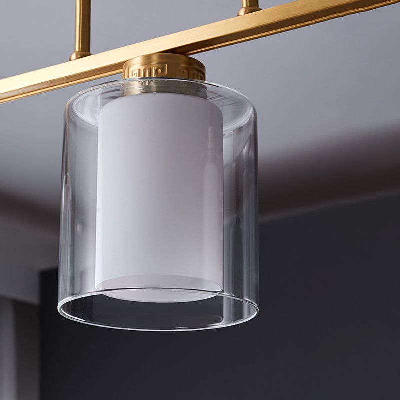Cilinder Island Lighting Glass Contemporary Simplicity Fishting a sospensione per il ristorante