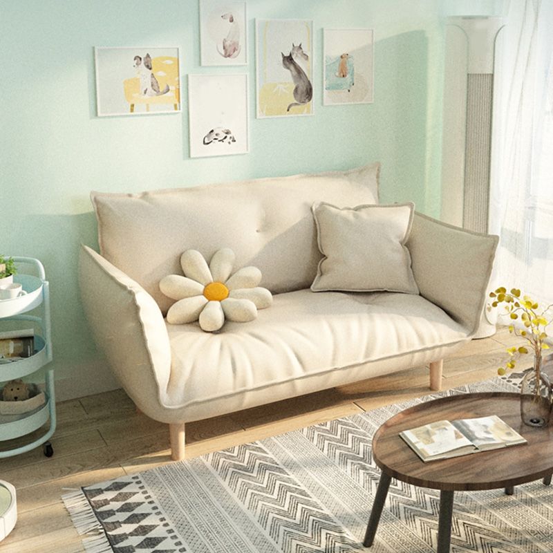 Modern Fabric Sofa Recessed Arm Seating with Pillows for Apartment