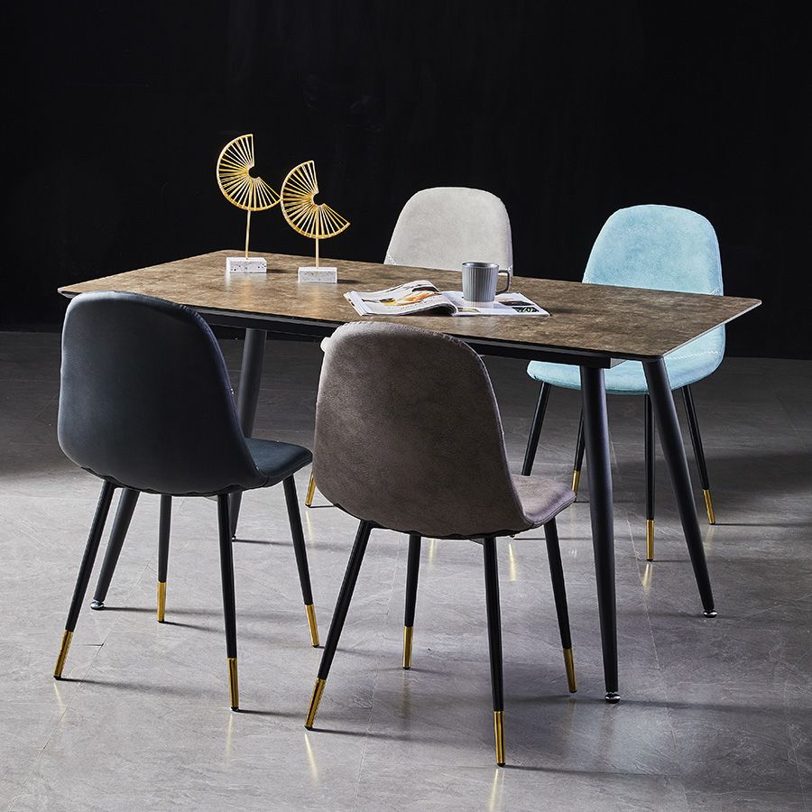 Sillas de comedor sin brazos con respaldo sólido de diseño escandinavo, sillas laterales de comedor de cuero