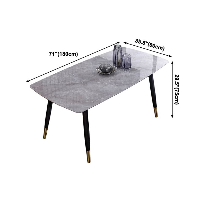 Mesa de comedor de lujo rectangular Tono gris fijo con piedra sinterizada