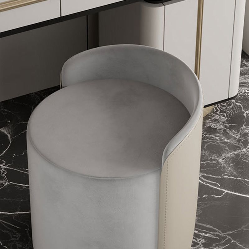 Contemporary Tear Resistant Pouf Round Grey Pouf for Living Room