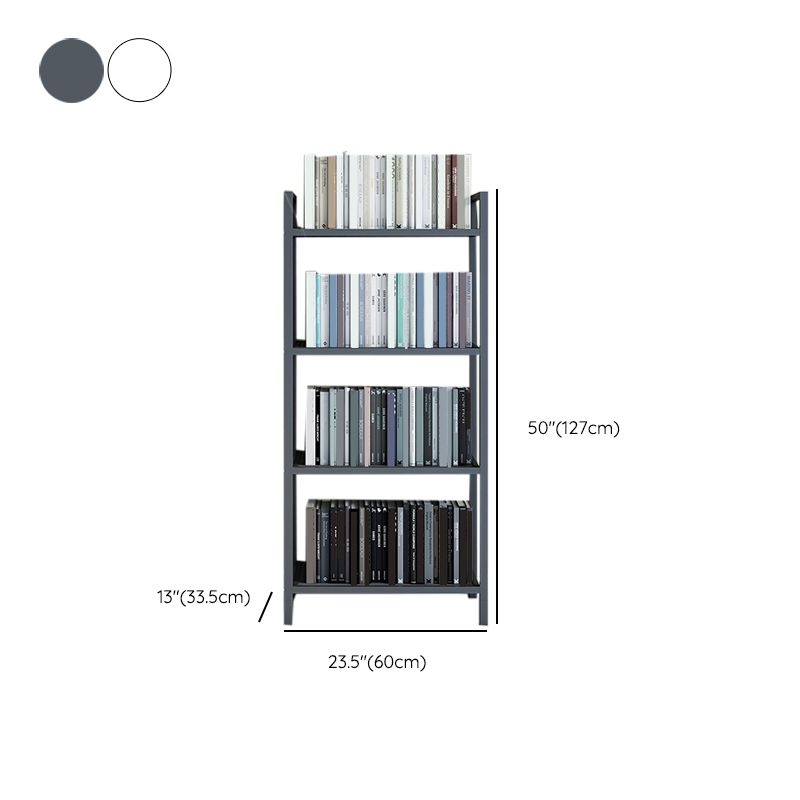Modern White/Grey Metal Bookshelf Standard Vertical Open Shelf Bookcase