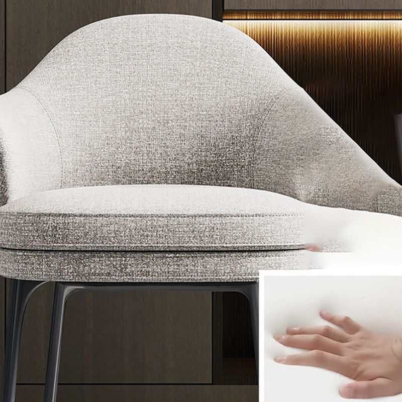 Linen Parsons Arm Chair Metal Base Indoor Dining Chair for Home